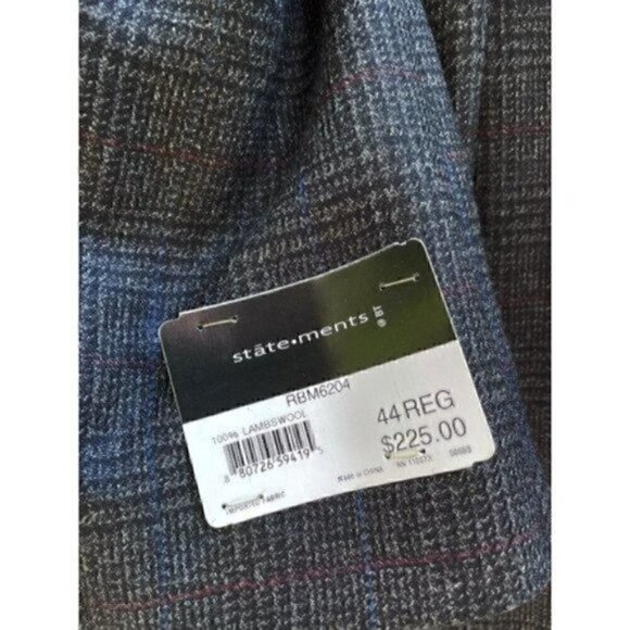NWT Bert Pulitzer 100% Lambswool Plaid Sports Coat Blazer Dark Gray Men’s 44R - Picture 6 of 8